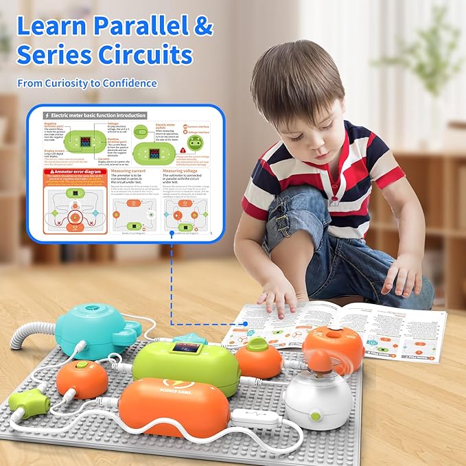 STEM Science Kit for Kids Ages 3-12,31 Electronic Parts, 300+ Fun Projects, No Soldering, 18-Page Guide, DIY Electronics Exploration Toy, Gifts for Boys & Girls