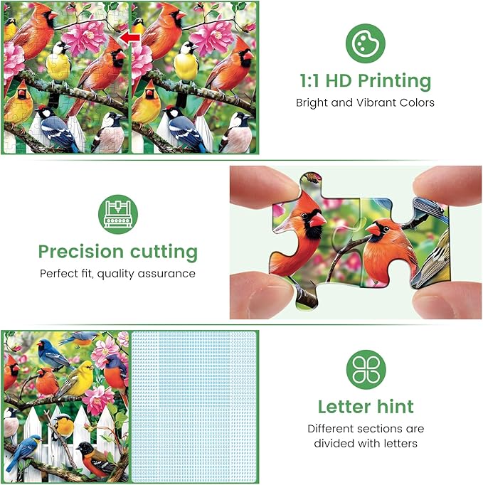 300 Pieces Jigsaw Puzzles for Adults–Morning Serenade Birds Puzzle for Adults Children Elderly–Recycled Paper Puzzle 300 Pieces–Glossy, Sturdy Pieces Challenging Family Game Great Gift Idea,20.5x15in