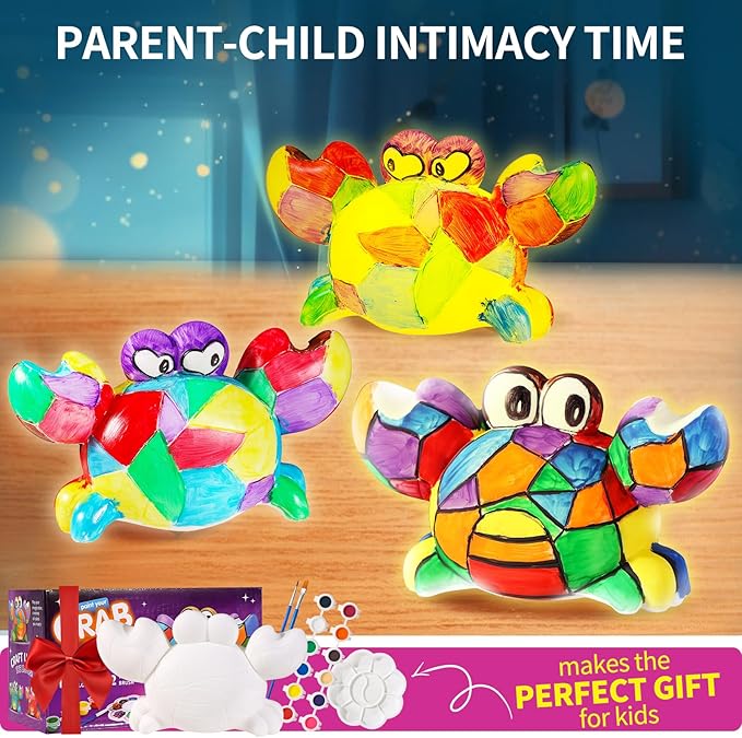 Paint Your Own Crabs Lamp Kit - Art Supplies Arts & Crafts Kit, Painting Kit for Kids Ages 6-12, Arts and Crafts for Kids Ages 8-12, Christmas Birthday Gifts for Girls Boys Age 5 6 7 8 9 10 11 12+
