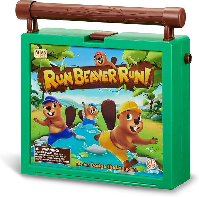 A Fast-Paced Family Board Game with Rolling Log Travel-Friendly Design Perfect for Kids Ages 5+ 2-4 Players Includes Beaver Pieces and Gameboard