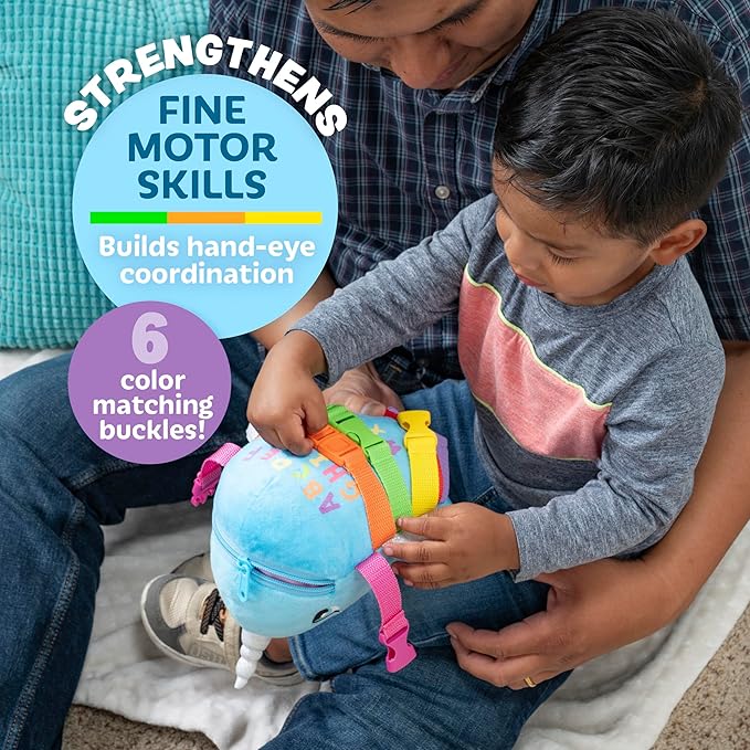Buckle Toys - Bubbly Narwhal - Develop Fine Motor Skills - Sensory Learning Activity Toys - Toddler Plane Travel Essential