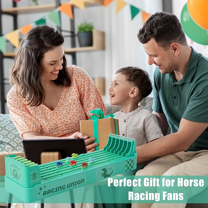 Derby Horse Racing Game, 6 Horse Race Board Game Table Top for Family Friends Adults Party Entertainment, Including Dice, Marker Pens, Cards