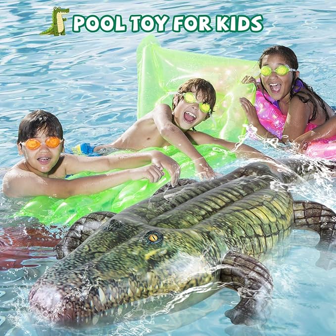 Giant Inflatable Alligator Pool Float,84 inch Animal Themed Pool Toy Ballons for Birthday Pool Halloween Party Decorations,Blow Up Photo Prop,Party Favors Supplies Gift for Kids and Adults