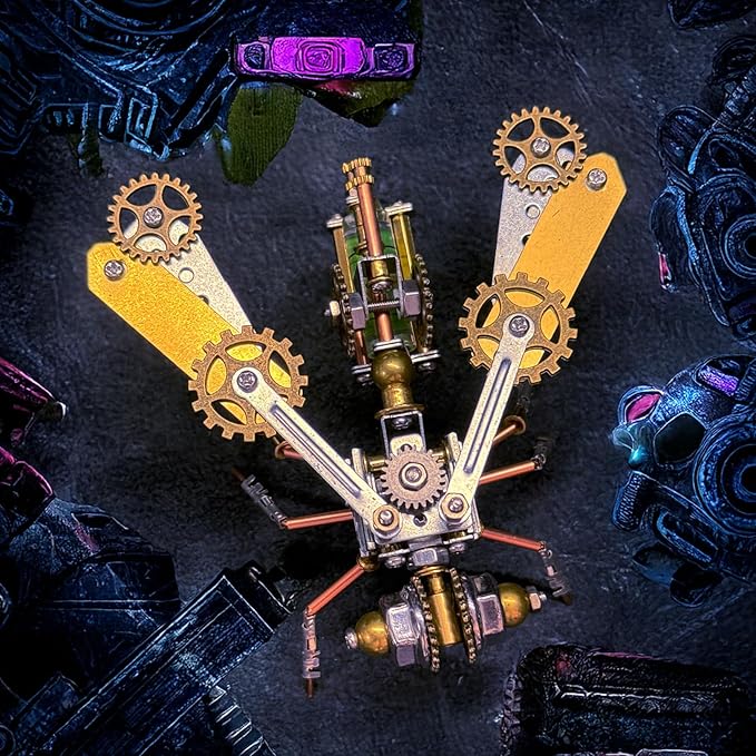 Steampunk Metal Insect Bug Mechanical Steampunk Sculpture Steampunk Mechanical Insect Clockwork 3D Steampunk Metal Puzzle Kits for Adults (Mechanical Bee B)