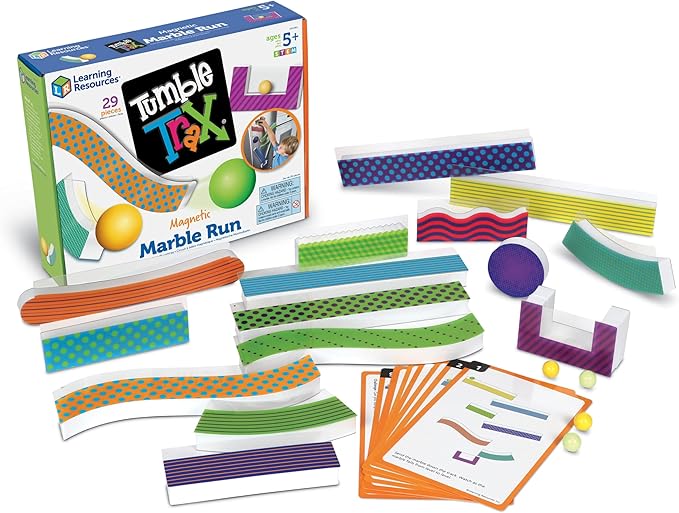 Learning Resources Tumble Trax Magnetic Marble Run - Montessori , Classroom Must Haves, Small Magnets Balls, STEM Toys for Kids, Fine Motor Skills, Gifts for Boys and Girls, Wall Activity