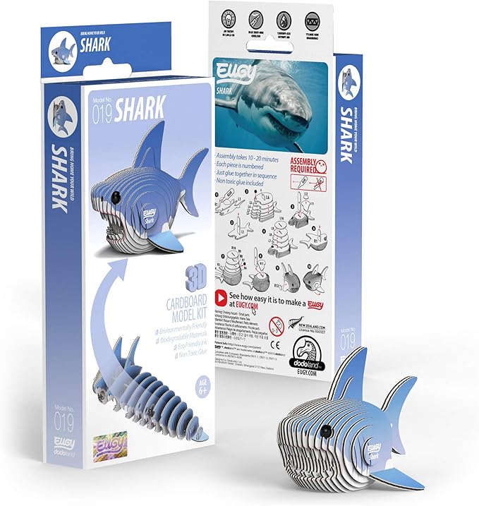Eugy Shark 3D Puzzle, 24 Piece Eco-Friendly Educational Toy Puzzles for Boys, Girls & Kids Ages 6+