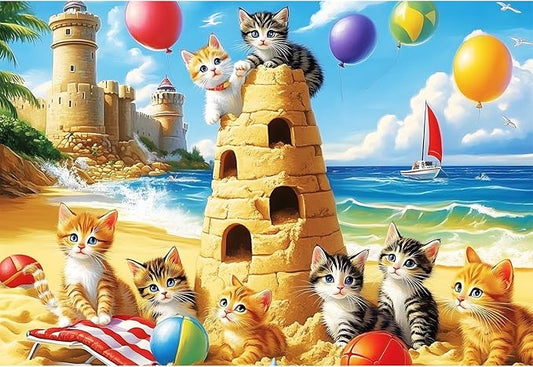 100 Pieces Puzzles for Kids Ages 4-8,Cat Animals Puzzle 100 Large Pieces Puzzle for Kids Teens Ages 4-6 6-8 8-10 Jigsaw Puzzles Educational Toys Birthday Gifts for Girls and Boys