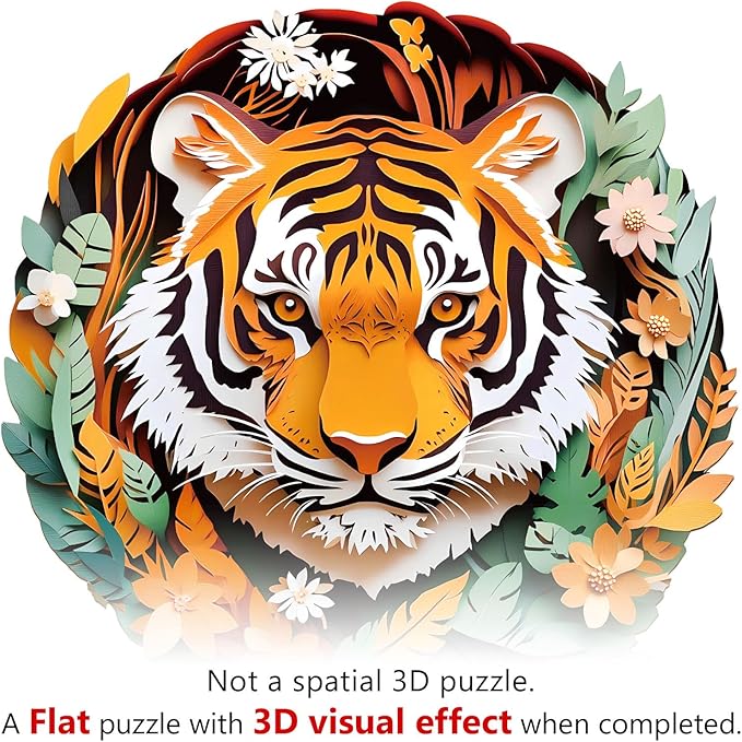 Wooden Puzzles for Adults - King of The Forest Wooden Jigsaw Puzzle, Unique Animal Shaped Wood Puzzles Adult, Christmas Birthday Gifts for Friends/Family, Home Decor 8.5 * 8.3in 100pcs