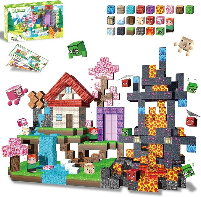 Magnetic Blocks - 120PCS Magnetic Building Blocks STEM Sensory Toys Magnet Building Cube Toys for Kid Age 3 4 5 6 7 8 9 10, Building Sets for Boys Girls Age 3+, Gift for Birthday