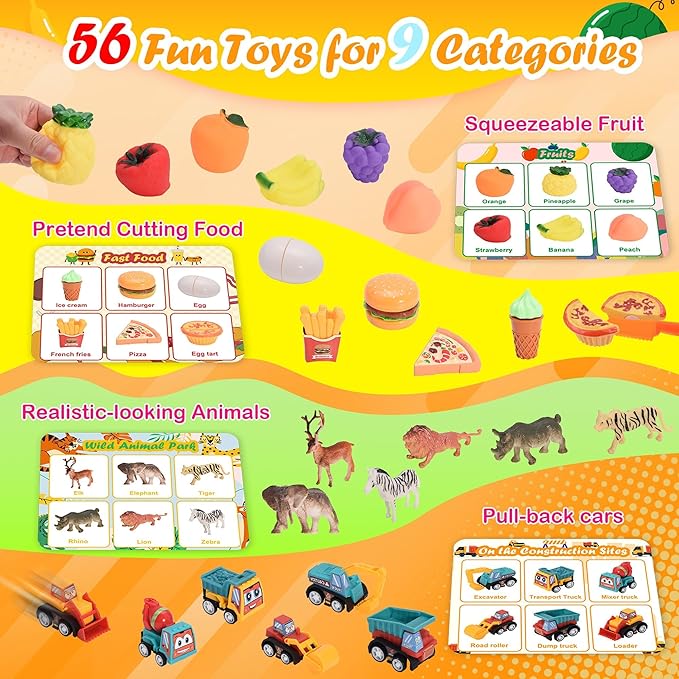 Sorting Toys for Toddlers, Learning Education Toys Montessori, Multiple Theme Playset, Fine Motor Skills Games, Preschool Learning Activities Sensory Toys for 2+ Year Old Kids Boys and Girls