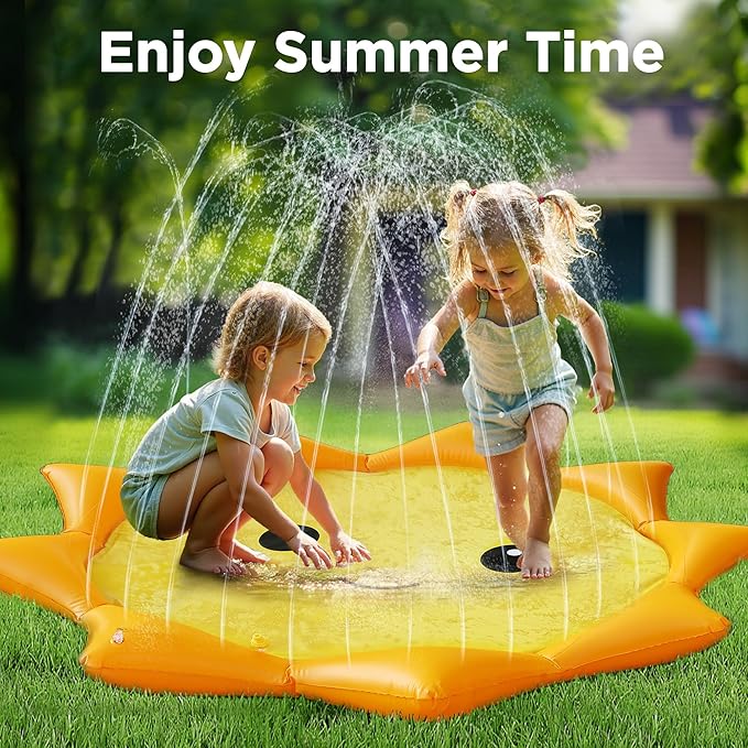 Pool Wave Splash Pads for Toddlers 1-3, Kids Water Sprinkler, Baby Fun Outdoor Toys, 67" Inflatable Dog Pool, Kiddie Outside Backyard Games, Summer Gift for 2-4 3-5 4-8 Years Old Boys Girls Childrden