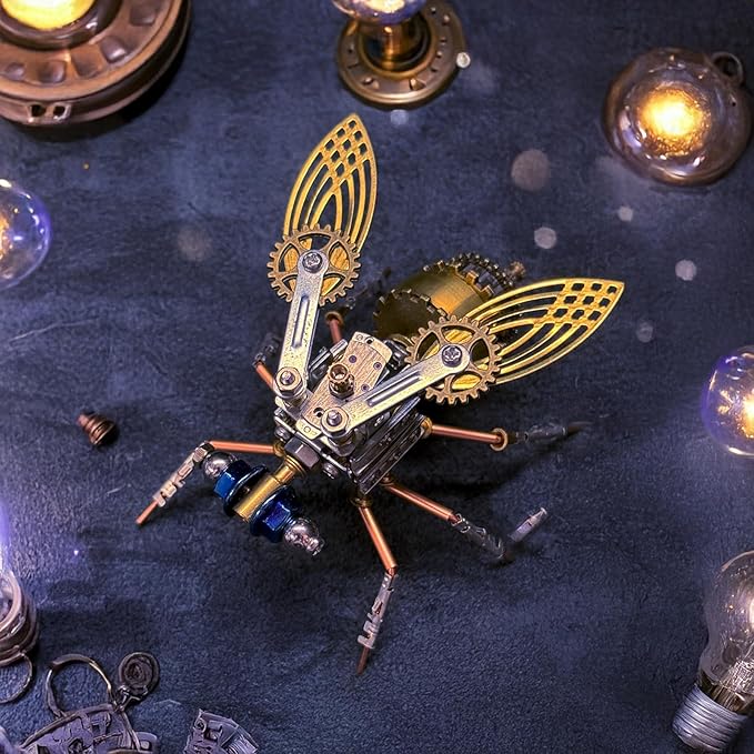Steampunk Metal Insect Bug Mechanical Steampunk Sculpture Steampunk Mechanical Insect Clockwork 3D Steampunk Metal Puzzle Kits for Adults (Mechanical Fruit Fly)