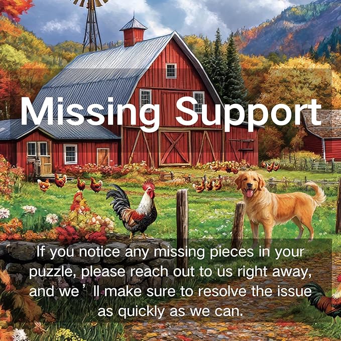 Fall Farm Jigsaw Puzzles for Adults 1000 Pieces, Brain Challenging Shaped Puzzle for Game Night, Family, Friends, Puzzle Size is 26.6 x 19.2 Autumn