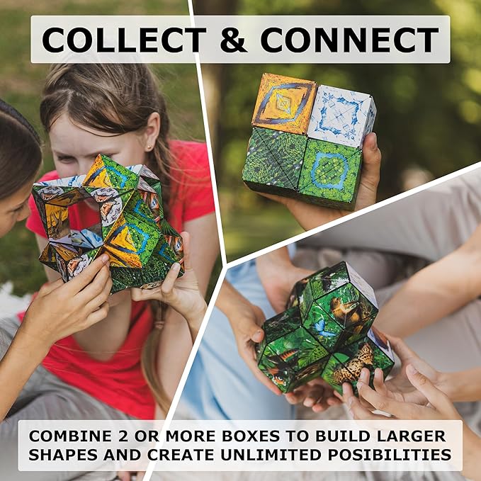 SHASHIBO Shape Shifting Box - Award-Winning Fidget Toy w/ 36 Rare Earth Magnets - Fidget Cube Transforms Into Over 70 Shapes, Sensory Toy Gift for Kids, Teens, and Adults (Wild Series - Forest)