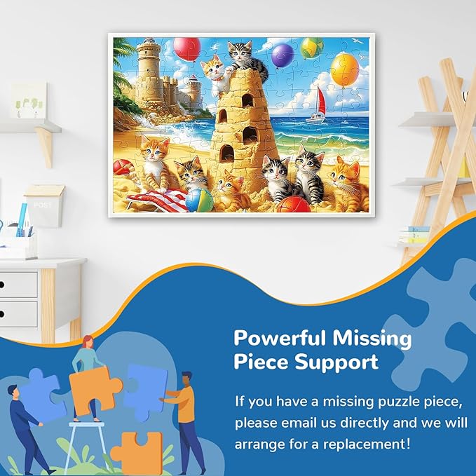 100 Pieces Puzzles for Kids Ages 4-8,Cat Animals Puzzle 100 Large Pieces Puzzle for Kids Teens Ages 4-6 6-8 8-10 Jigsaw Puzzles Educational Toys Birthday Gifts for Girls and Boys
