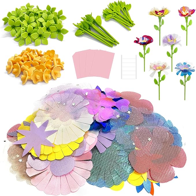 JUMP PASS BY DIY Fabric Flower Bouquets Toys Refill Kit - Arts & Crafts Toy Accessories-Flower Press Kit Accessories