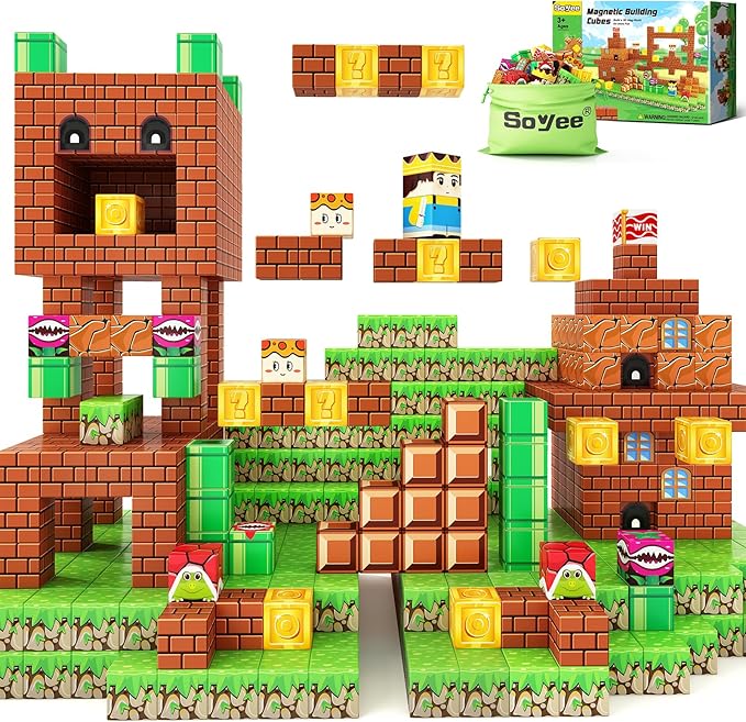 Magnetic Blocks Building Toys - Build Mine Magnet World Set Toddler Kids Sensory Toys for Boys & Girls Ages 3-5 5-7 8-12, 1'' Magnetic Cubes Game Classroom Must Haves Decor School Supplies