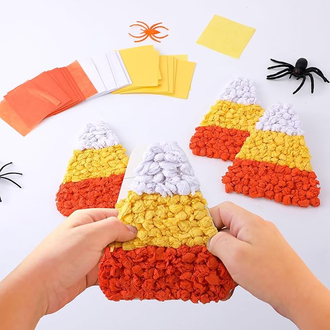 24 Pcs Red Ribbon Week Supplies Halloween DIY Craft Candy Corn Tissue Paper Craft Bulletin Board Decor for Student School Classroom Publicity Charity Event