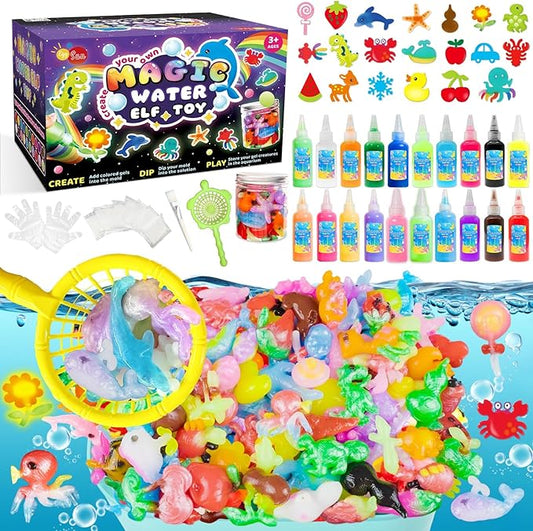 EggSun Magic Water Elf Toy for Kids,Aqua Fairy Water Gel Kit,20 Colors Squishy Maker Set,20 Shape Molds,Fun DIY Art & Craft Toy Creation Kit for Children,Birthday Party Gifts for Girls and Boys