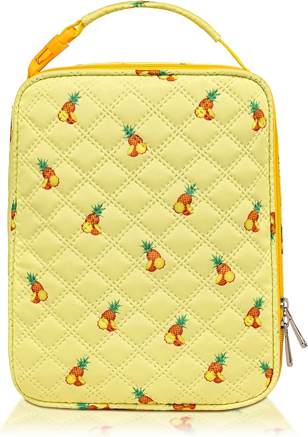 TuErCao Lunch Box Kids for School, Lightweight Small Lunch Bag for Boys Girls for School, Office, Picnic, Compact Reusable Clip LunchBox Fits Bento Boxes, Snack and Foods, Pineapple