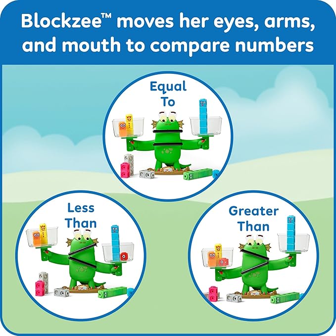 hand2mind Numberblocks Blockzee Balance Activity Set, 61 MathLink Cubes, Balance Scale, Educational Math Manipulatives, Numbers for Toddlers, Preschool Learning Activities, Birthday Gifts for Kids