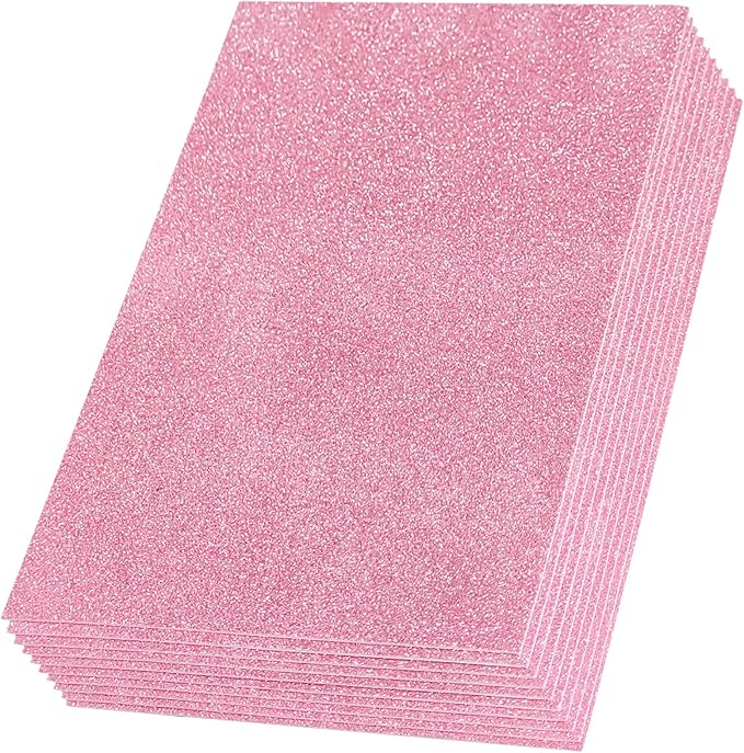 SALEMAR Pink Sticky Glitter Foam Sheets for Craft, 10 Packs Thick Self-Adhesive Sparkle EVA Paper Stickers for School Projects, 30 x 20cm