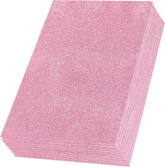 SALEMAR Pink Sticky Glitter Foam Sheets for Craft, 10 Packs Thick Self-Adhesive Sparkle EVA Paper Stickers for School Projects, 30 x 20cm
