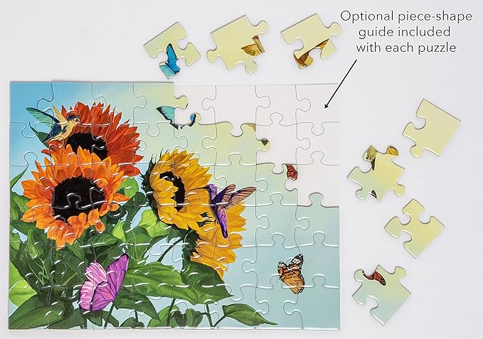 Large Piece Jigsaw Puzzle – Easy & Colorful, Dementia & Memory Activities for Seniors, Elderly Gifts, 48 Pieces, Summer Bloom
