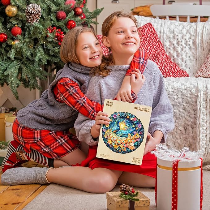 Wooden Puzzles for Adults - Unique Animal Shaped Peacock Puzzle, 3D Vision Wooden Jigsaw Puzzle, Christmas Birthday Gifts for Friends/Family, Home Decor 8.5 * 8.5in 100pcs