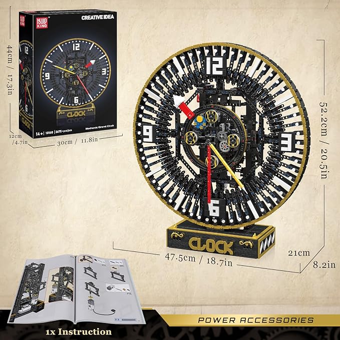 Mould King Cyberpunk Grand Clock Building Blocks Set, 3675+ Pcs Real-Time Clock Model Kit with Mechanical Gears, App Control Electric Building Model Kit, Creative Gift Toys for Adults Teens