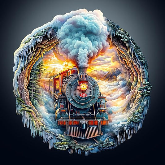 Wooden Puzzles for Adults, Wooden Flat Puzzles with 3D Visual Effect, Steam Train Puzzles, Birthday Gifts for Women Men (L-13.4 * 12.6in 270pcs)