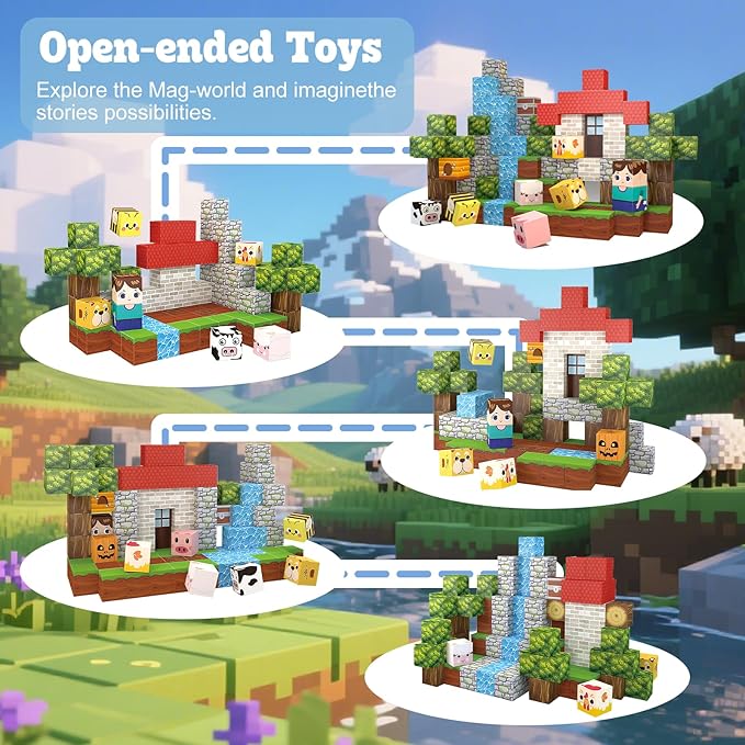 Magnetic Building Blocks - 100 Pieces Magnetic Building Blocks, Kids STEM Game Toys, Gifts for Boys and Girls Ages 3+, Set for Sensory Toys in The Classroom Educational & Learning for Ages