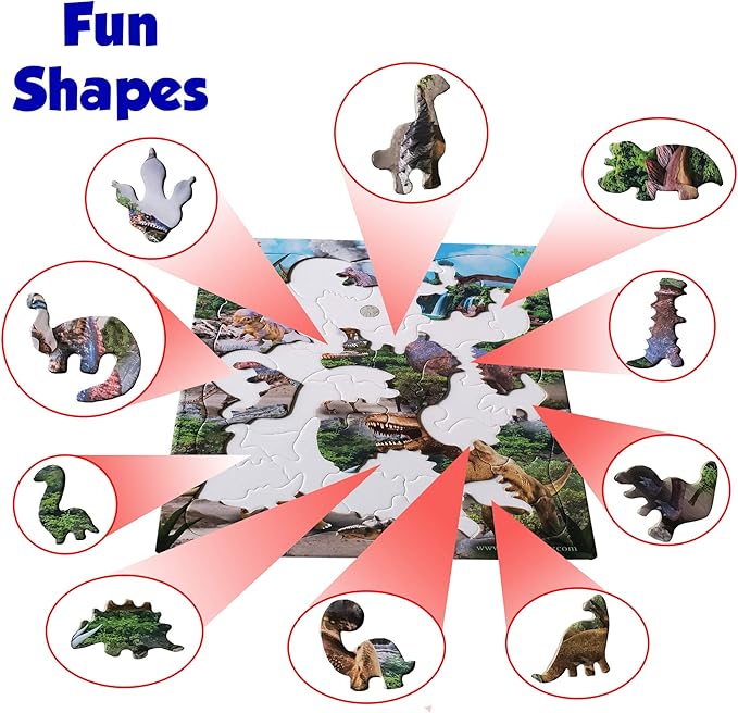 Just Smarty Jigsaw Dinosaur Puzzle for Boys and Girls | Educational Gift for Kids Ages 4-8 | 48 Pieces | Unique Jigsaw Shapes | Best Dinosaur Puzzles for Kids Ages 5-8