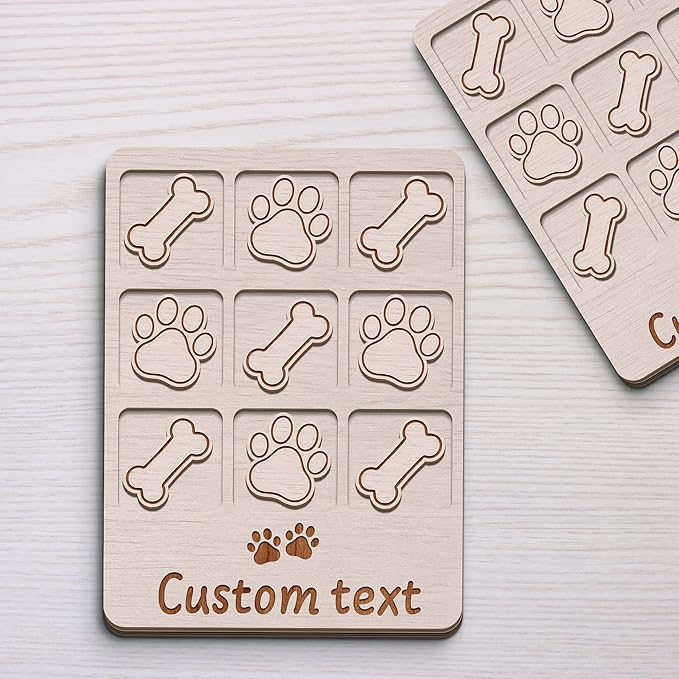 Personalized Dog XO Board Game, Personalized Cute Dog Wooden Noughts and Crosses Game, Pet Table Decor Road Trip Travel Game for Family (Dog 4)