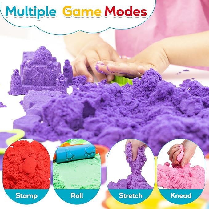 FURWEY 17.6lbs Play Sand,Mixed Packaging of 8-Color Sensory Sand,Suitable for Children to Shaping, Squeezing and Molding