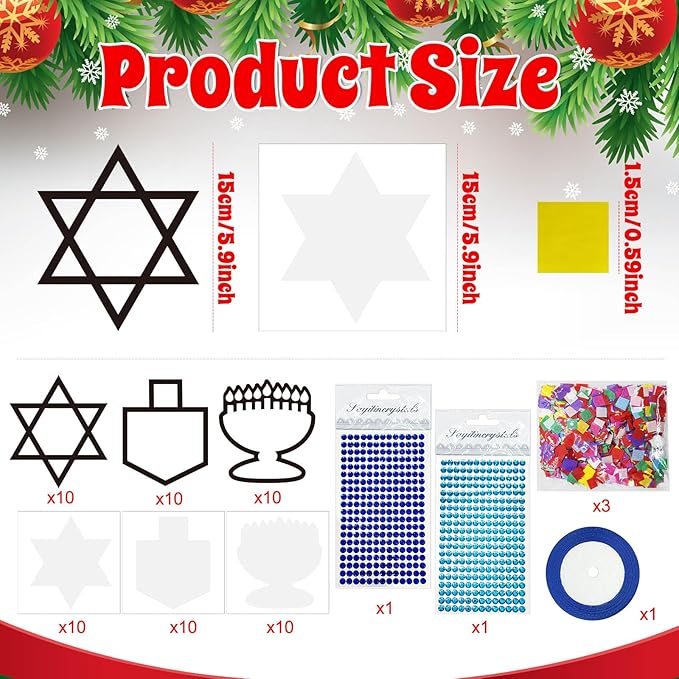 32 Set Christmas DIY Craft Kits,Christmas Tissue Paper Sign Craft Kit Christmas Tree Ornaments Suncatchers Craft Craft for Winter Xmas Classroom School Decorations DIY Art Project Activities