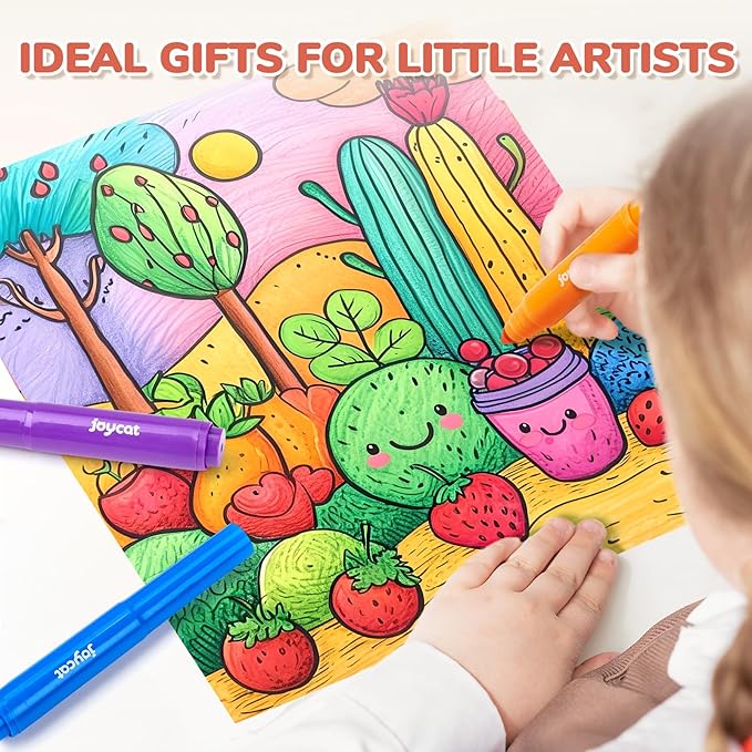 JoyCat Scented Washable Markers For kid, 24 Vibrant Colors with Fun Scent-Chunky Nip for Easy Grip, Coloring Markers For Toddlers, Non-Toxic & Safe for Ages 3+,Ideal Gift & Art Activities Supply