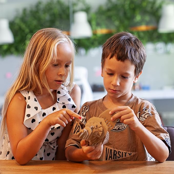 Cottify Dinosaur 3D Cardboard Puzzle - Fun 3D Puzzles for Adults & Kids, Easy to Assemble 3D Puzzle, Eco-Friendly, No Scissors or Glue Needed, Perfect Sustainable Gift (Triceratops)