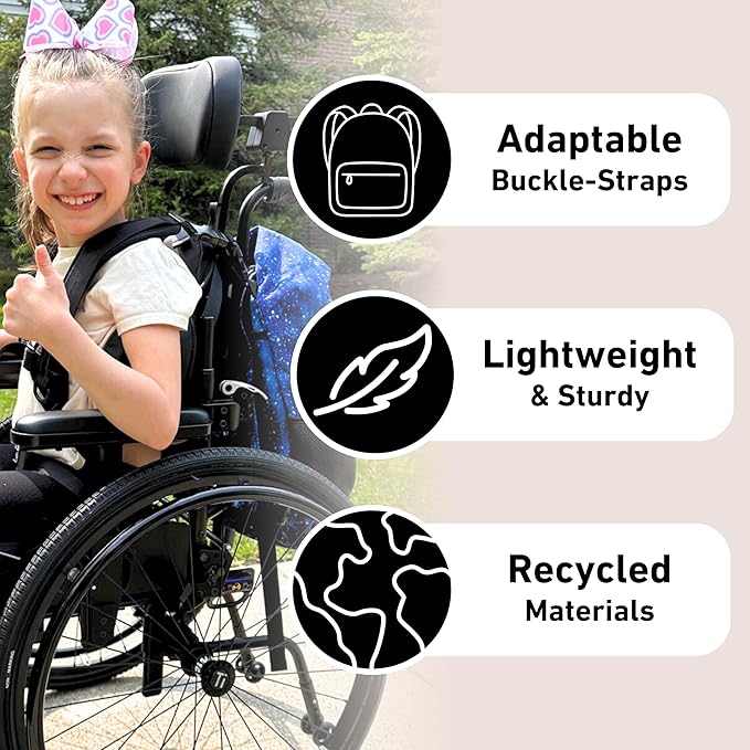 Fenrici Adaptive Backpack for Girls, Boys for All Abilities and Ages; Wheelchair Backpack with Adaptive Design; Perfect for Travel, School, and Everyday Adventure, Black
