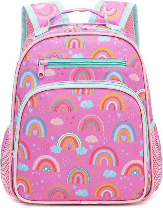Toddler Backpack for Girls 2-4,Preschool Kindergarten Rainbow Backpacks,Small Backpack for Kids,Toddler Bookbag with Chest Strap