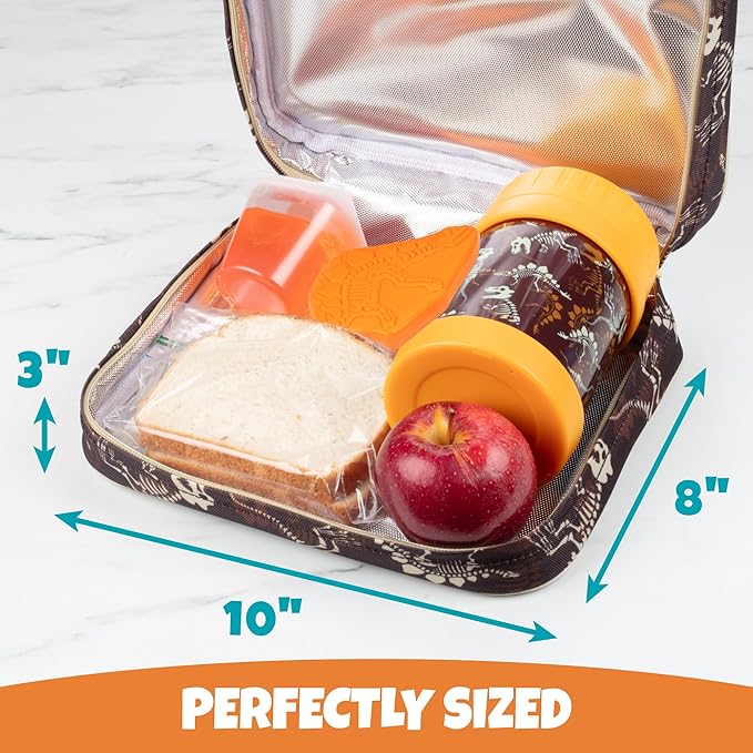 Bentology Lunch Bag for Boys- Kids Insulated Durable Lunchbox Tote Fits Bento Boxes, Containers, Jars & Water Bottles- Reusable School Lunch Sleeve w Clip on Handle- Keep Food Hotter or Colder Longer
