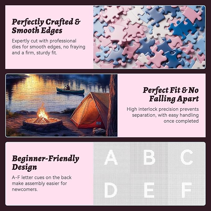 500 Piece Jigsaw Puzzle for Adults – Peaceful Lake Sunset with Eagles and Campfire | Nature Landscape | Relaxing 500 Piece Puzzles for Adults & Great Puzzle for Family Time or Display (20.5" x 15")