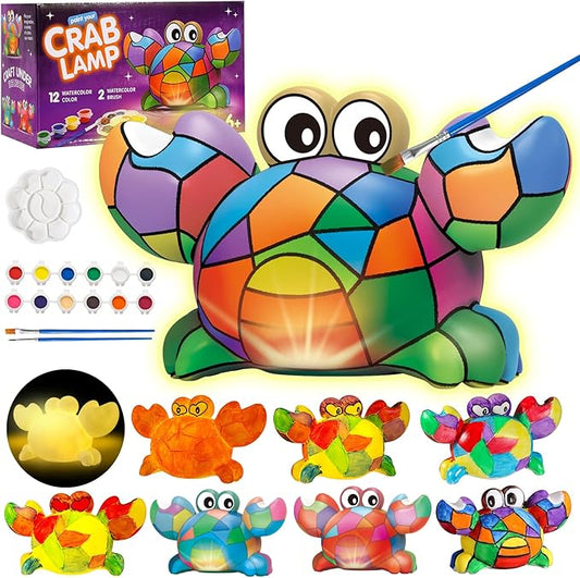 Paint Your Own Crabs Lamp Kit - Art Supplies Arts & Crafts Kit, Painting Kit for Kids Ages 6-12, Arts and Crafts for Kids Ages 8-12, Christmas Birthday Gifts for Girls Boys Age 5 6 7 8 9 10 11 12+