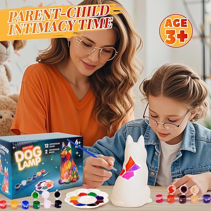 Paint Your Own Dog Lamp Kit - Art Supplies Arts & Crafts Kit, Painting Kit for Kids Ages 6-12, Arts and Crafts for Kids Ages 8-12, Christmas Birthday Gifts for Girls Boys Age 5 6 7 8 9 10 11 12+