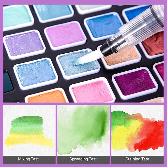 Falling in Art Watercolor Paint Set, 88 Colors Watercolor Paints, Painting Set with Water Brush and Sponge, Perfect Starter Kit for Beginners and Professionals