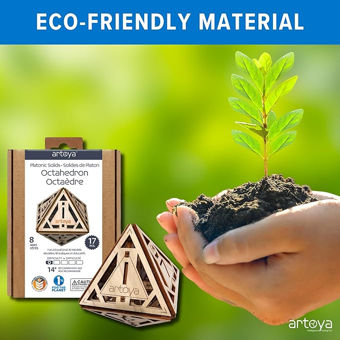 3D Wooden Puzzles for Teens & Adults – Smart Brain Teaser Puzzles, Wood Models, Creative & Educational Fun, Sustainable Materials, Ages 14 and Up Octahedron D8