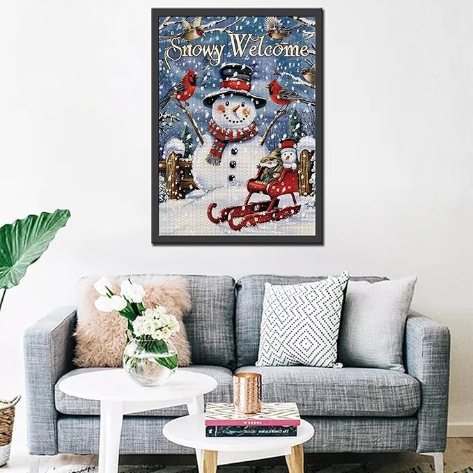 Merry Christmas Puzzles 1000 Pieces for Adults, Families (Snowman,Birds,Forest,Snow Car) Pieces Fit Together Perfectly 19.7''x27.6''inch Winter LandscapeMagic Puzzle Art Boho Gift(Colorful)