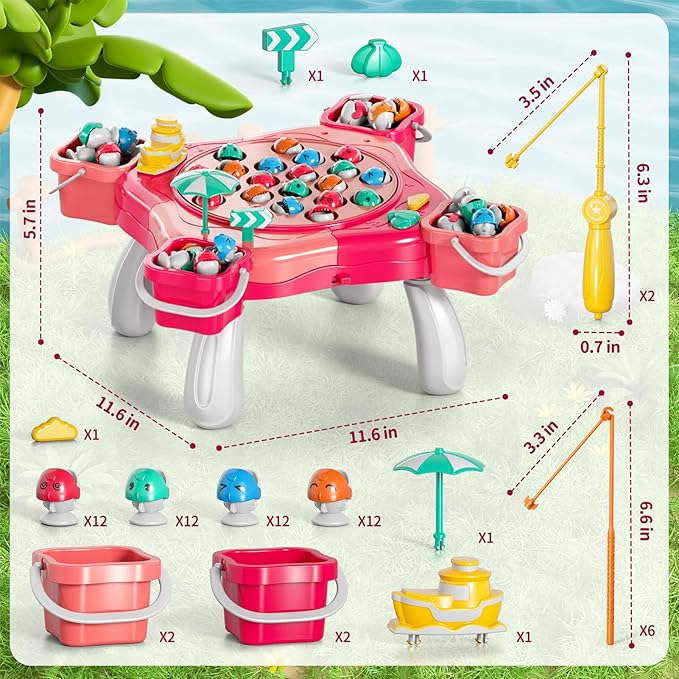 Magnetic Fishing Game for Kids Toddlers 3-5, 70 pcs Fishing Toys for Kids Toddlers 3-5, Table Toys Board Game Birthday Gifts for 3 4 5 6 7 8 Years Old Kid Toddler
