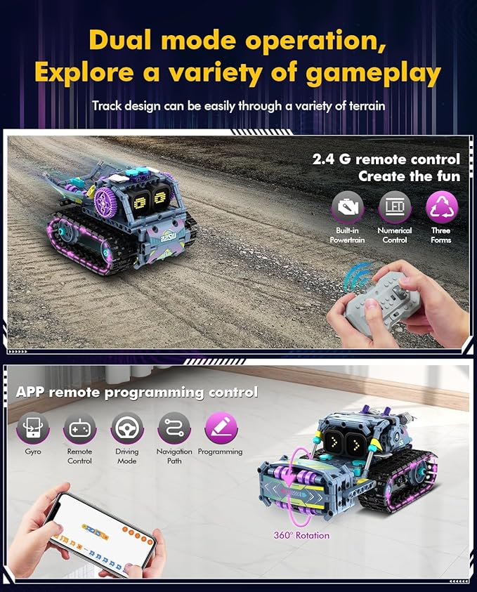 3 in 1 STEM Robotics Toy Building Blocks Set, Programmable APP Remote Control Robot/Car Robot Coding Kit, STEM Project Education Birthday Gift for Boys and Girls Ages 8-12 (433 Pieces)