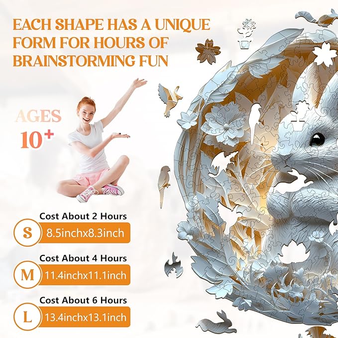 Wooden Puzzles for Adults, Wooden Jigsaw Puzzles for Adults Kids, 3D Paper Rabbit Unique Shaped Wood Puzzles Adult, Birthday Gifts for Friends Family Game (13.4 * 13.1in 290pcs)